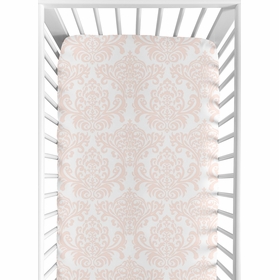 Amelia Collection Crib Sheet - Damask