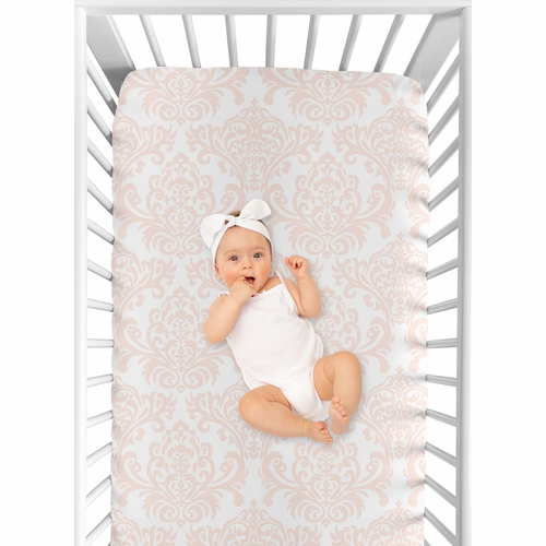 Amelia Collection Crib Sheet - Damask - alt image 3