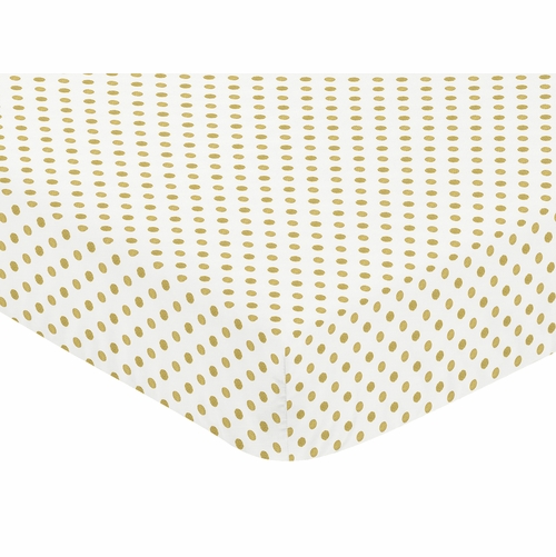Amelia Collection Crib Sheet - Gold Polka Dot - alt image 2