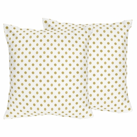 Amelia Collection Gold Polka Dot Decorative Accent Throw Pillow