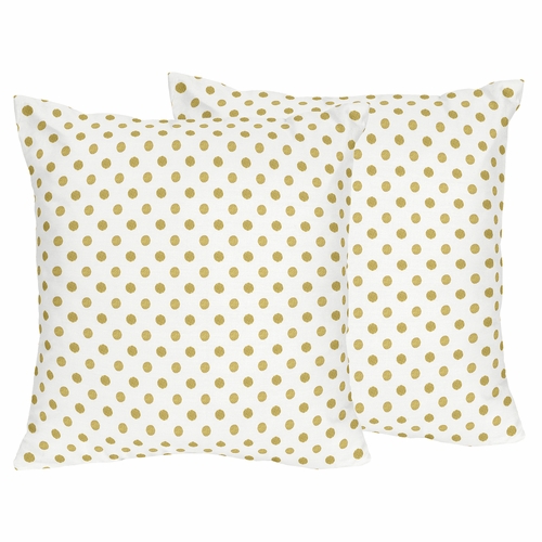 Amelia Collection Gold Polka Dot Decorative Accent Throw Pillow