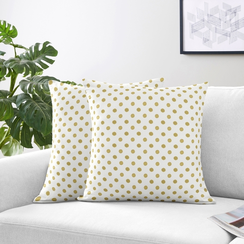 Amelia Collection Gold Polka Dot Decorative Accent Throw Pillow - alt image 1