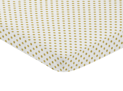 Amelia Collection Mini Crib Sheet Gold Polka Dot