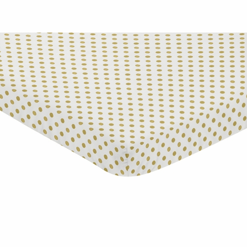 Amelia Collection Mini Crib Sheet - Gold Polka Dot