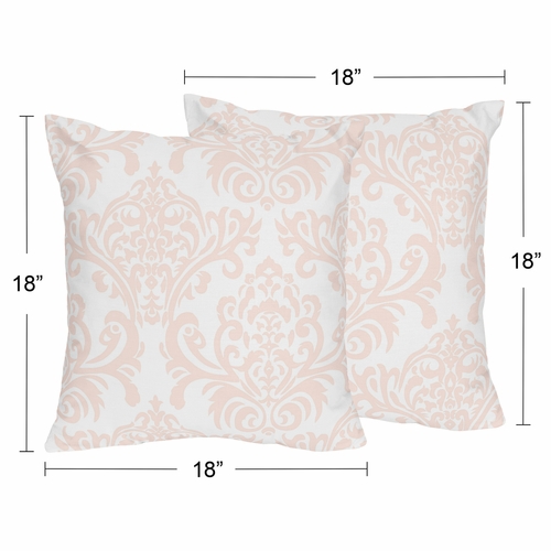 Amelia Collection Pink and White Damask Print Decorative Accent Throw Pillow - alt image 3