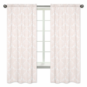 Amelia Collection Pink and White Damask Print Window Panels - Set of 2