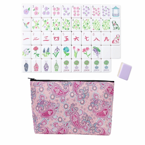 American Mahjong Tile Set (160pc) 1.25in. Layered Acrylic with Paisley Travel Bag - Lavender Purple