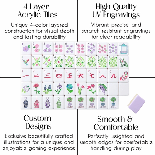American Mahjong Tile Set (160pc) 1.25in. Layered Acrylic with Paisley Travel Bag - Lavender Purple - alt image 3