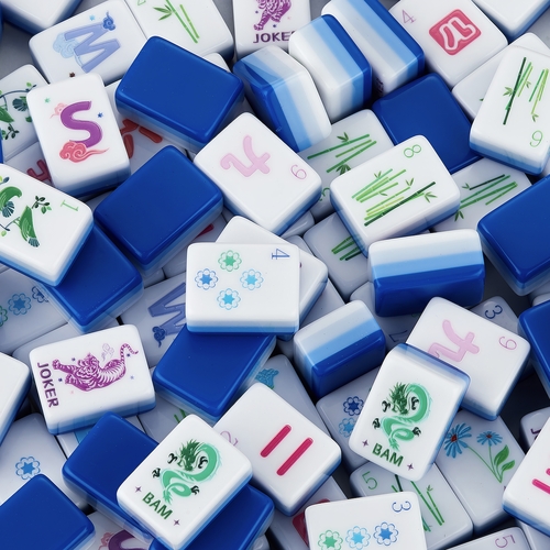 American Mahjong Tile Set (160pc) 1.25in. Layered Acrylic with Paisley Travel Bag - Luxury Blue - alt image 2