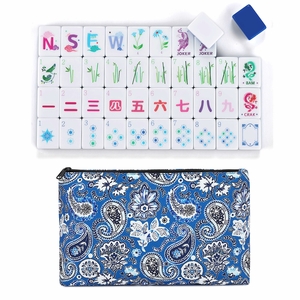 American Mahjong Tile Set (160pc) 1.25in. Layered Acrylic with Paisley Travel Bag - Luxury Blue