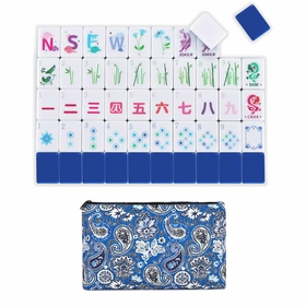 American Mahjong Tile Set (160pc) 1.26in. Layered Acrylic with Paisley Travel Bag - Luxury Blue