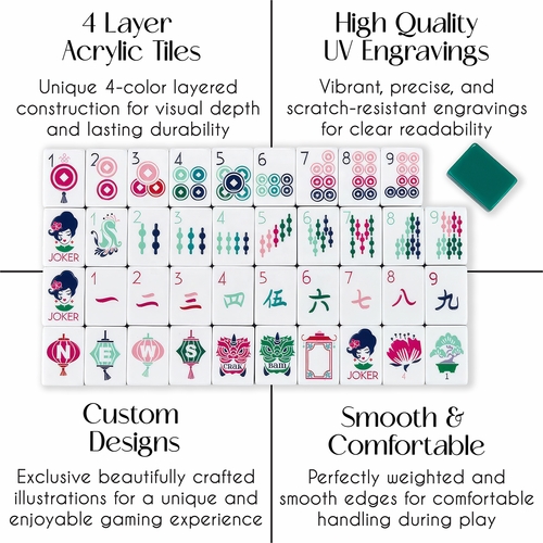 American Mahjong Tile Set (160pc) 1.25in. Layered Acrylic with Paisley Travel Bag - Luxury Dark Green - alt image 3