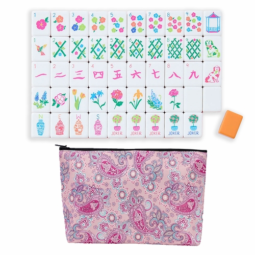 American Mahjong Tile Set (160pc) 1.25in. Layered Acrylic with Paisley Travel Bag - Luxury Orange