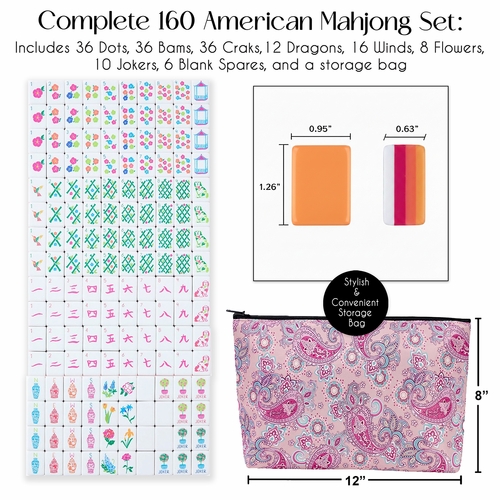 American Mahjong Tile Set (160pc) 1.25in. Layered Acrylic with Paisley Travel Bag - Luxury Orange - alt image 1