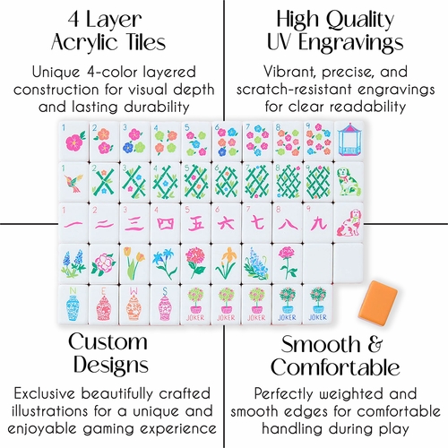 American Mahjong Tile Set (160pc) 1.25in. Layered Acrylic with Paisley Travel Bag - Luxury Orange - alt image 3