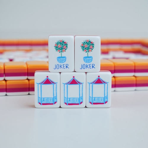 American Mahjong Tile Set (160pc) 1.25in. Layered Acrylic with Paisley Travel Bag - Luxury Orange - alt image 4