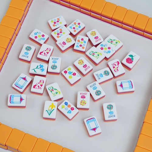 American Mahjong Tile Set (160pc) 1.25in. Layered Acrylic with Paisley Travel Bag - Luxury Orange - alt image 5