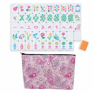 American Mahjong Tile Set (160pc) 1.25in. Layered Acrylic with Paisley Travel Bag - Luxury Orange