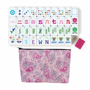 American Mahjong Tile Set (160pc) 1.25in. Layered Acrylic with Paisley Travel Bag - Luxury Pink