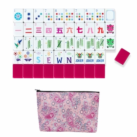 American Mahjong Tile Set (160pc) 1.26in. Layered Acrylic with Paisley Travel Bag - Luxury Pink