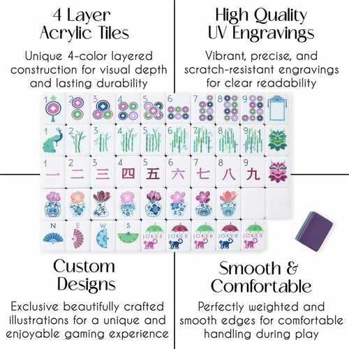 American Mahjong Tile Set (160pc) 1.25in. Layered Acrylic with Paisley Travel Bag - Luxury Purple - alt image 3