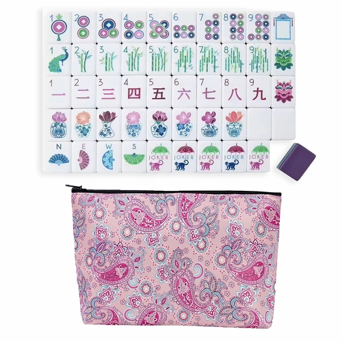 American Mahjong Tile Set (160pc) 1.25in. Layered Acrylic with Paisley Travel Bag - Luxury Purple