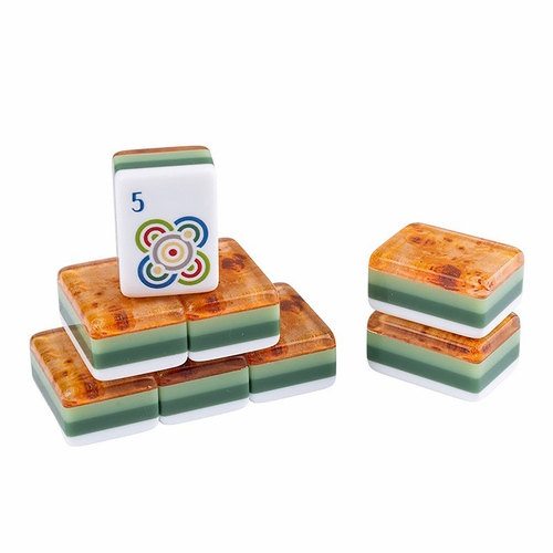 American Mahjong Tile Set (160pc) 1.25in. Layered Acrylic with Paisley Travel Bag - Luxury Wooden Brown - alt image 4
