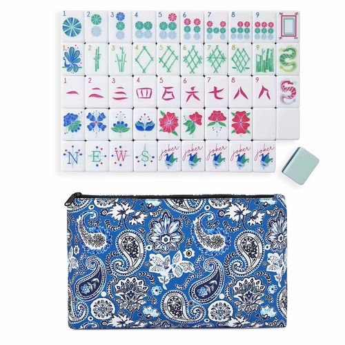 American Mahjong Tile Set (160pc) 1.25in. Layered Acrylic with Paisley Travel Bag - Mint Green
