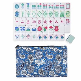 American Mahjong Tile Set (160pc) 1.25in. Layered Acrylic with Paisley Travel Bag - Mint Green