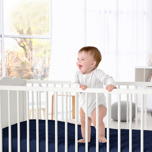 Anchors Away Collection Crib Sheet - Navy - alt image 1