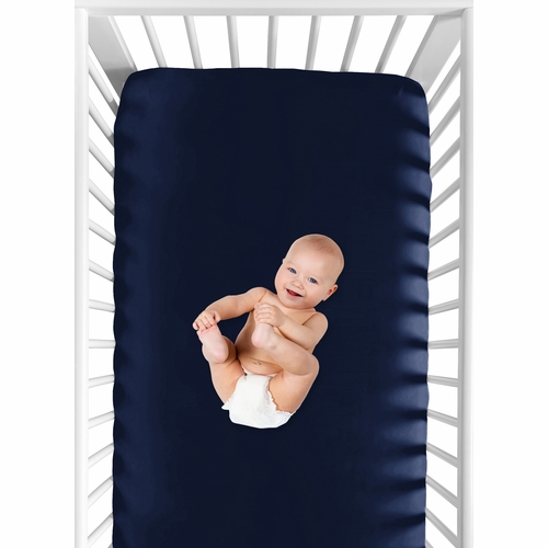 Anchors Away Collection Crib Sheet - Navy - alt image 3