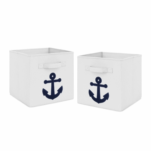 Anchors Away Collection Foldable Fabric Storage Bins - Set of 2
