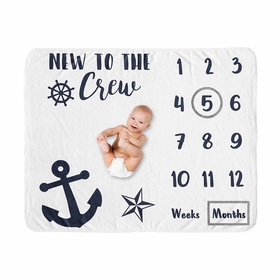 Anchors Away Collection Monthly Milestone Baby Blanket