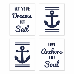Anchors Away Collection Wall Art Prints - Set of 4