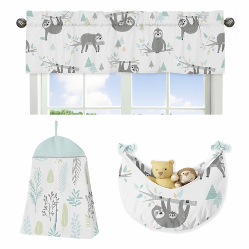 Aqua and Grey Sloth 9 Piece Crib Bedding Collection - alt image 5
