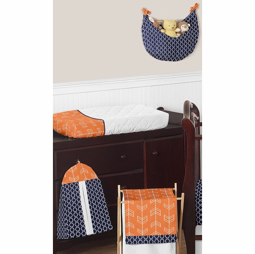 Arrow Orange and Navy 11 Piece Bumperless Crib Bedding Collection - alt image 1