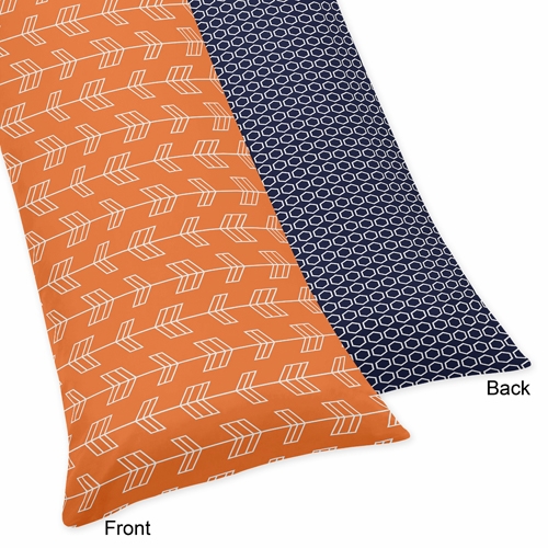 Arrow Orange and Navy Collection Full Length Body Pillow Cover