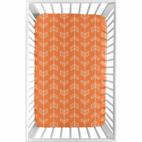 Arrow Orange and Navy Collection Mini Crib Sheet - Arrow Print - alt image 1