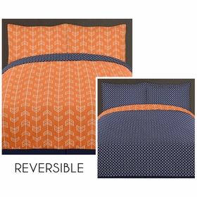 Arrow Orange and Navy Full/Queen Bedding Collection