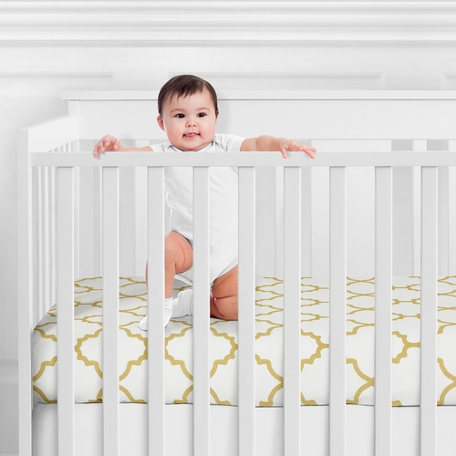 Ava Collection Crib Sheet - Trellis Print - alt image 1