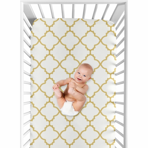 Ava Collection Crib Sheet - Trellis Print - alt image 3