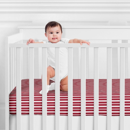 Aviator Collection Fitted Crib Sheet - Red Stripe Print - alt image 1
