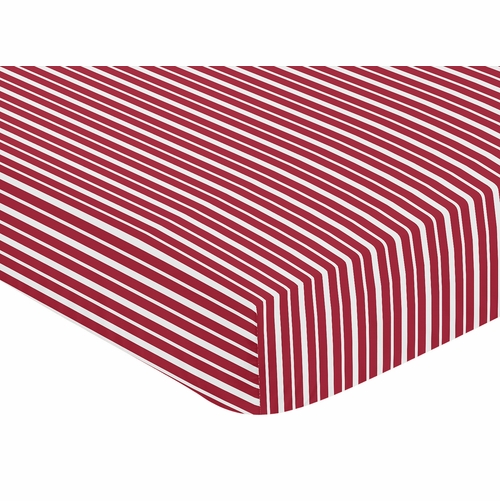 Aviator Collection Fitted Crib Sheet - Red Stripe Print - alt image 2