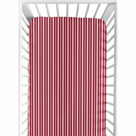 Aviator Collection Fitted Crib Sheet - Red Stripe Print