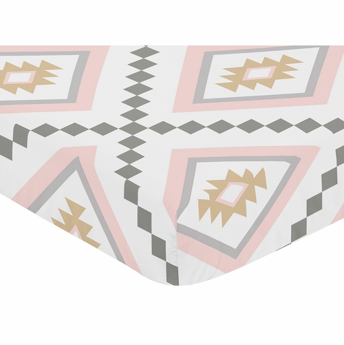 Aztec Pink and Grey Collection Crib Sheet - Aztec Print - alt image 2
