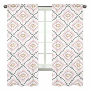 Aztec Pink and Grey Collection Window Panels - Set of 2