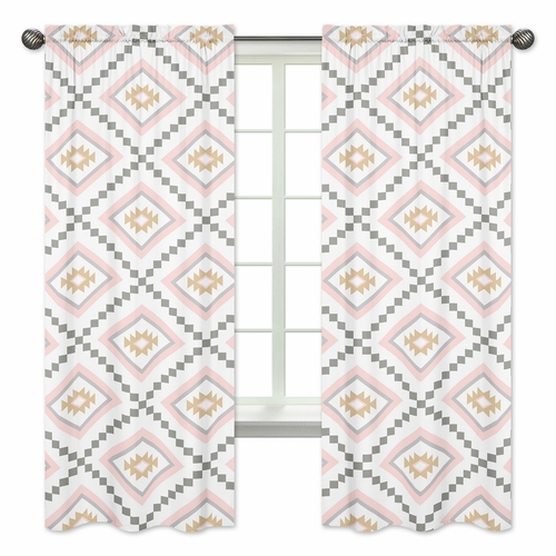 Aztec Pink and Grey Collection Window Panels - Set of 2