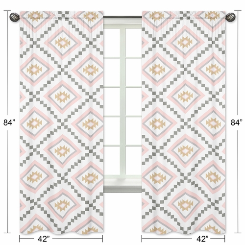 Aztec Pink and Grey Collection Window Panels - Set of 2 - alt image 4