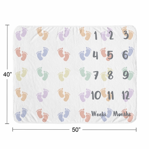 Baby Footprints Collection Monthly Milestone Baby Blanket - alt image 3