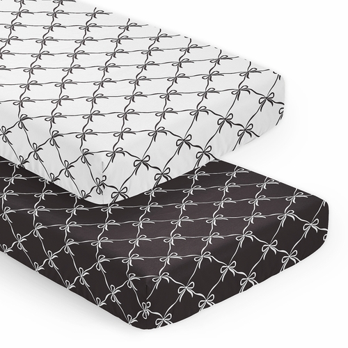 Ballerina and Ballet Bows Black Collection 2 Pack Crib Sheets